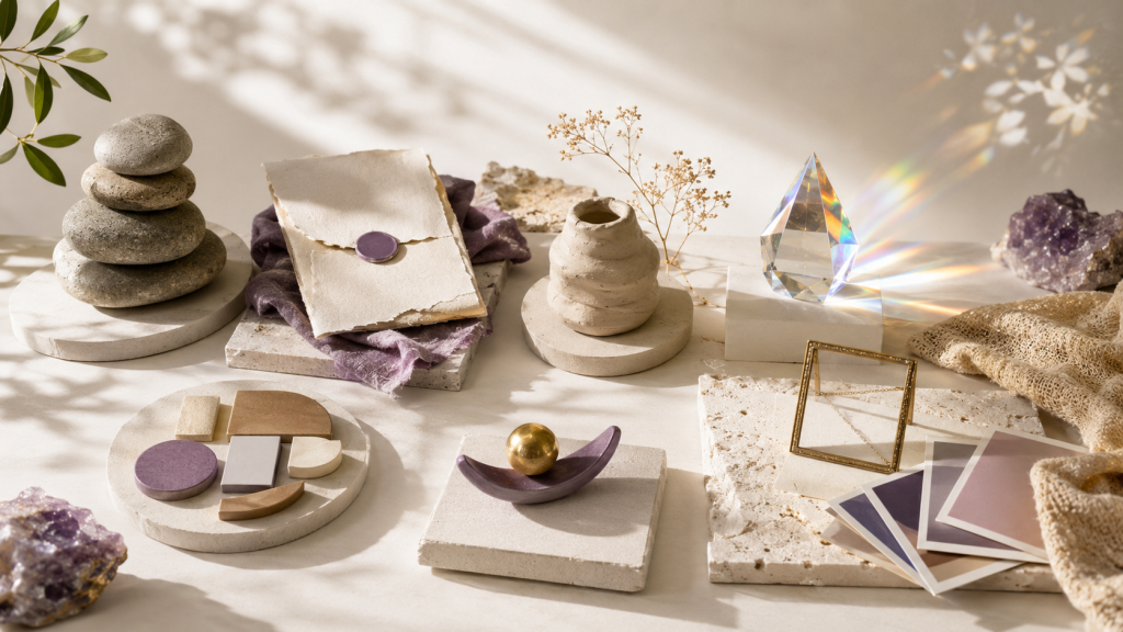 Creative outlet options shown as different needs for decompressing, expressing, making, noticing, processing, playing, and preserving memories